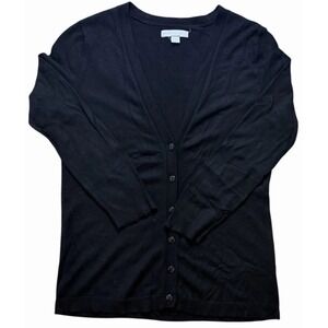 New York And Company Womens Black V Neck Button Front Cardigan Sweater XS